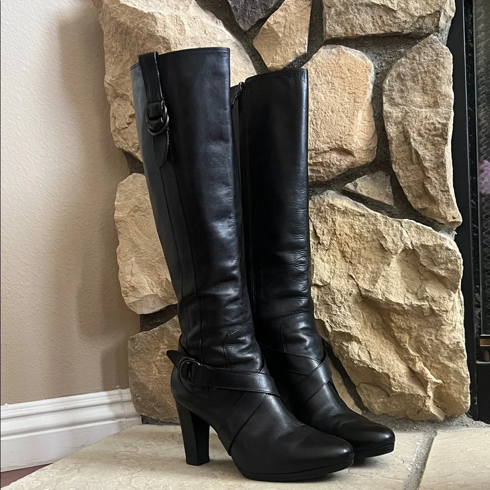 Black Leather Knee-High Boots - Picture 9 of 9
